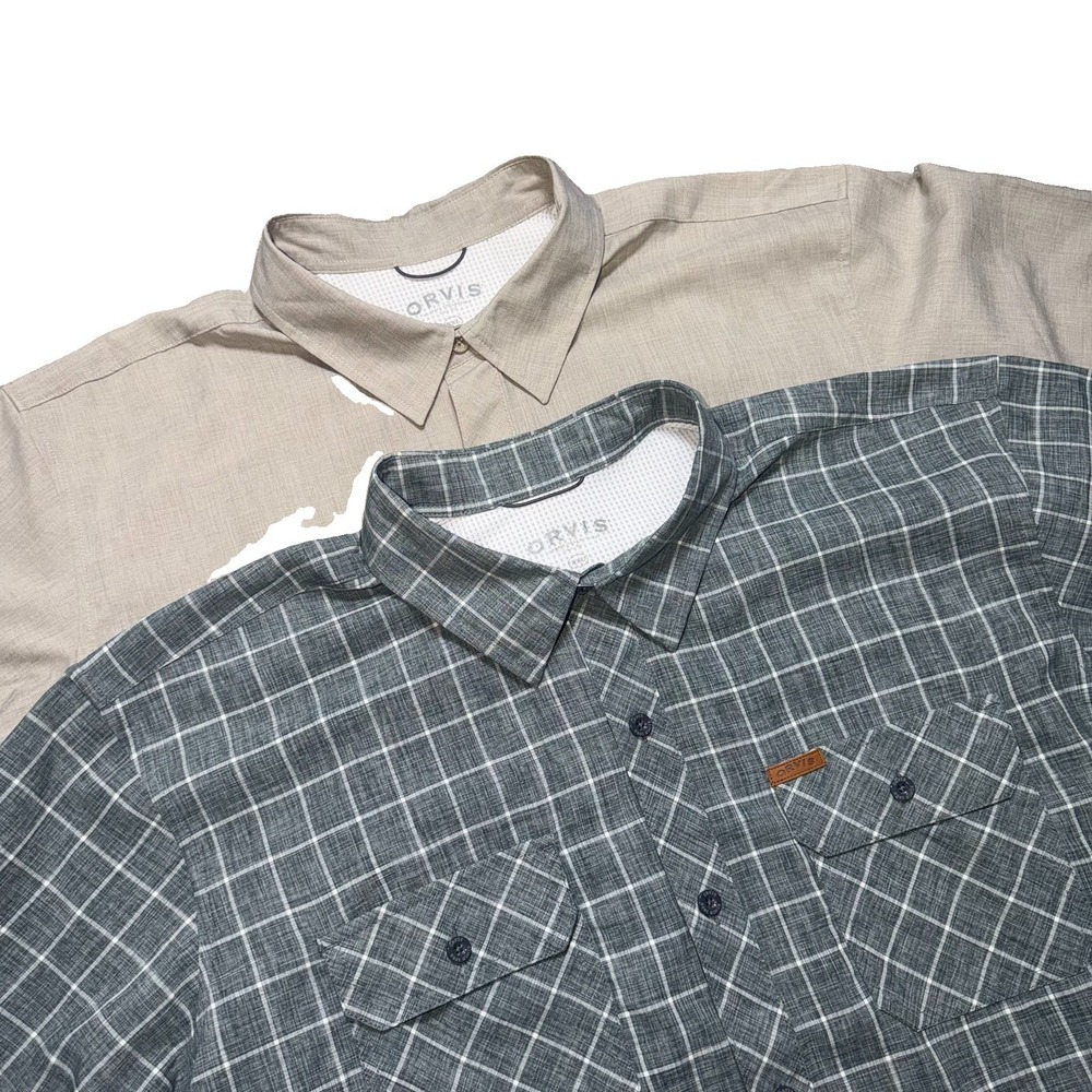 Orvis Shirt Mens XXL Short Sleeve Button Up Hiking Performance Outdoor Lot Of 2